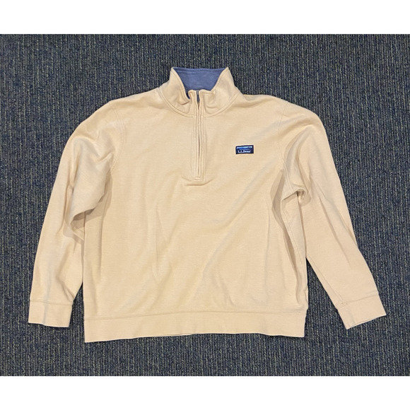 LL Bean Men’s 1/4 Zip Pullover Casual Sweater Yellow Size XL Cotton - Picture 1 of 13